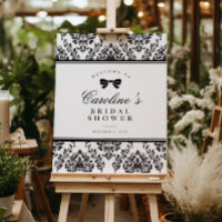 Chic Black Damask Arco Chá de panela Sinal de boas
