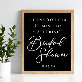 Poster Chic Black White Bridal Shower Personalized