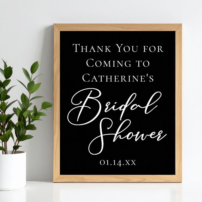 Poster Chic Black White Bridal Shower Personalized (Criador carregado)