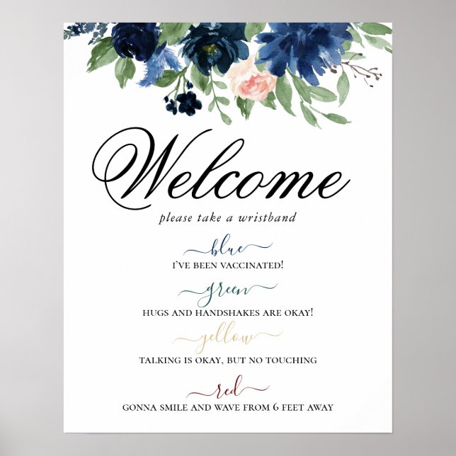 Poster Chic Blooms | Distância Social Floral de Marinho B (Frente)