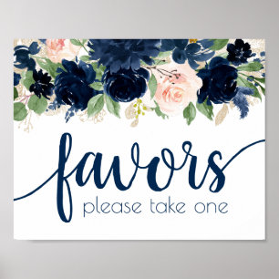 Poster Chic Blooms   Favores Florais de Marinho e Blush