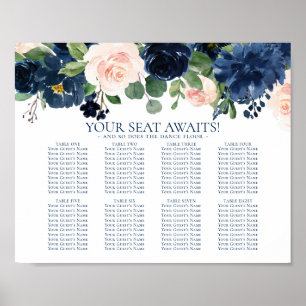 Poster Chic Blooms   Gráfico de Assentos Florais e Marinh