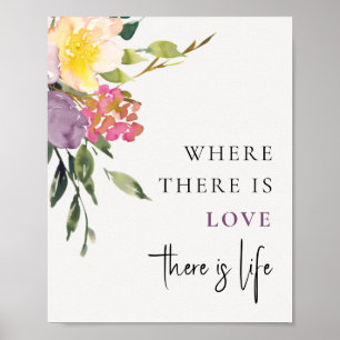 Poster Chic Blush Yellow Burgundy Amor Floral É Vida