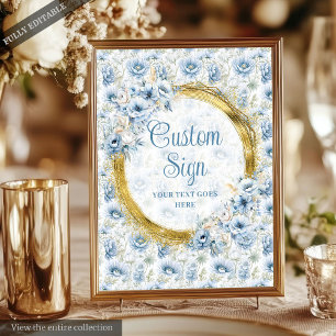Poster Chic Boho Pastel Blue Dourado Tabletop Personaliza