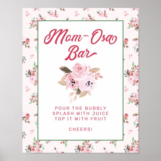 Poster Chic - Cor-de-rosa - Sinal de Chá de fraldas do Ba (Frente)