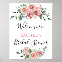 Poster Chic de Chuva de Noiva Bem-vinda Rosa Água Cor Ros