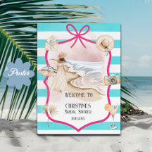 Chic de Verão Praia e Ondas Boas-Vindas Chá de Noi