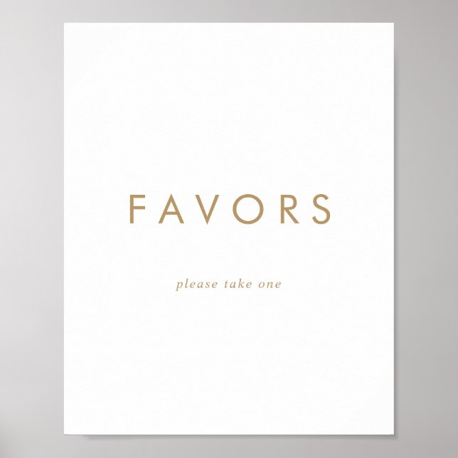 Poster Chic Dourado Tipografia Sinal de Favor de Casament (Frente)