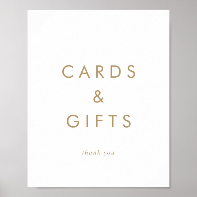 Poster Chic Dourado Typografia Cards e Sinal de presentes (Frente)