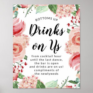 Poster Chic Drinks on us - Sinal de Recepção de casamento