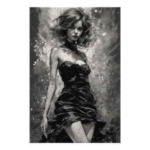 Pôster Chic e Eterno: Pequeno vestido preto Arte AI LBD