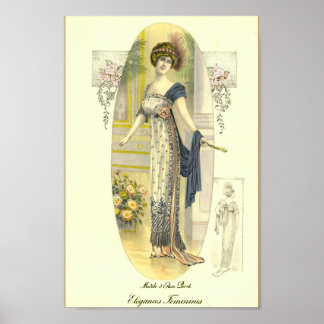 Poster Chic Edwardian - Placa de Moda Francesa Elegante