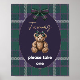 Poster Chic Elegant Fancy Bear Favor Sign