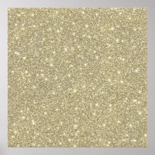 Poster Chic Elegante de Brilho Branco Dourado