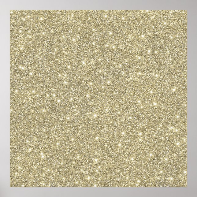 Poster Chic Elegante Dourado brilhante branco-falsa (Frente)