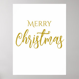 Poster Chic Feliz de Natal Feliz Dourado
