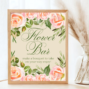 Poster Chic Floral Chá de panela Flor Bar Sinal