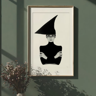 Poster Chic Geométrico: Retrato Elegante Monocromático