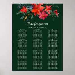 Poster Chic Green Floral Gráfico de Casamento de Natal