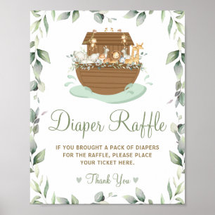 Poster Chic Greenery Noah's Ark Fralda Raffle