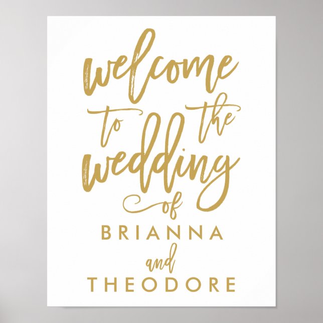 Poster Chic Hand - Letra Dourada Wedding Sign (Frente)