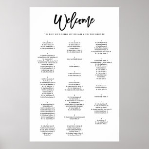 Poster Chic Hand Lettered Welcome Alfabetization Seating