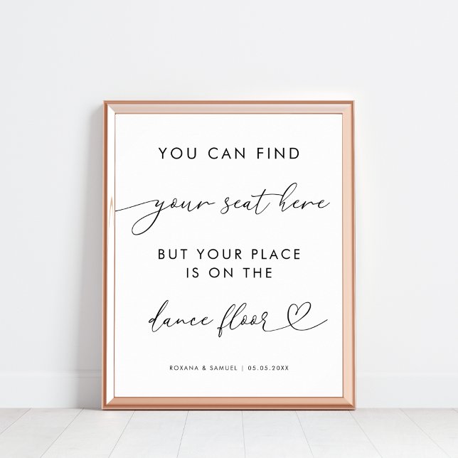 Poster Chic Heart Script Funny Dance Floor Sinal de Casam (Criador carregado)