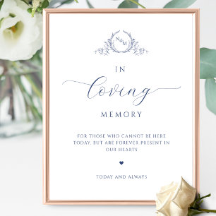 Poster Chic In loving Memory, Monogrammed Marinho Blue Si