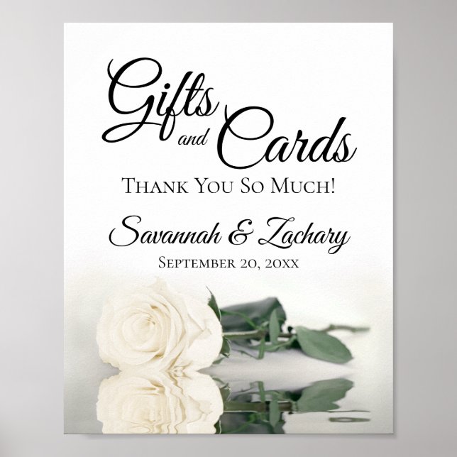 Poster Chic Ivory White Rose Gifts & Cards Sinal de Casam (Frente)