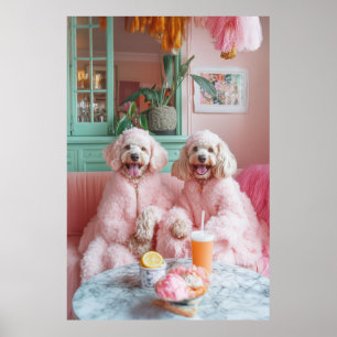 Poster Chic Labradoodles em Lounge Rosa