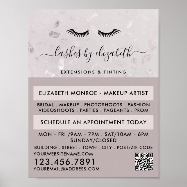 Poster Chic Lashes Modern Beauty Makeup Artist Adverte (Frente)