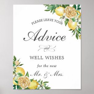 Poster Chic Lemon - Aviso Floral e Sinal de Desejo