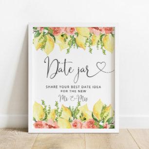 Poster Chic Lemon Floral Date Jar Chá de panela