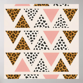 Poster Chic Leopard & Pink Triangle Pattern