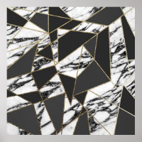 Chic Modern Dourado Marble e Black Geométrico