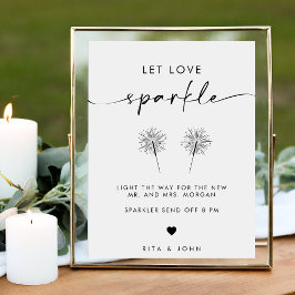 Poster Chic Modern Let Love Sparkle Sign Weding Sign