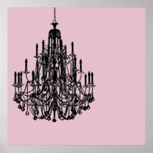 Poster Chic Pink Chandelier