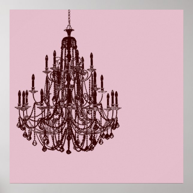 Pôster Chic Pink Chandelier (Frente)