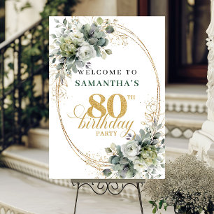 Poster Chic Placa de Boas-Vindas 80º Verde e Dourado