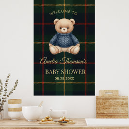 Poster Chic Preppy Teddy Bear Baby Shower 