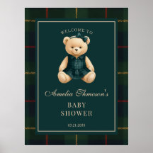 Chic Preppy Teddy Bear Baby Shower Boas Vindas