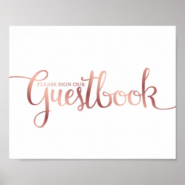 Poster Chic Rosa Dourado SINAL NOSSO Sinal GUESTBOOK Impr (Frente)