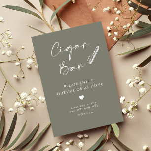 Poster Chic Sage Green Favor Charuto Bar Sinal de Casamen