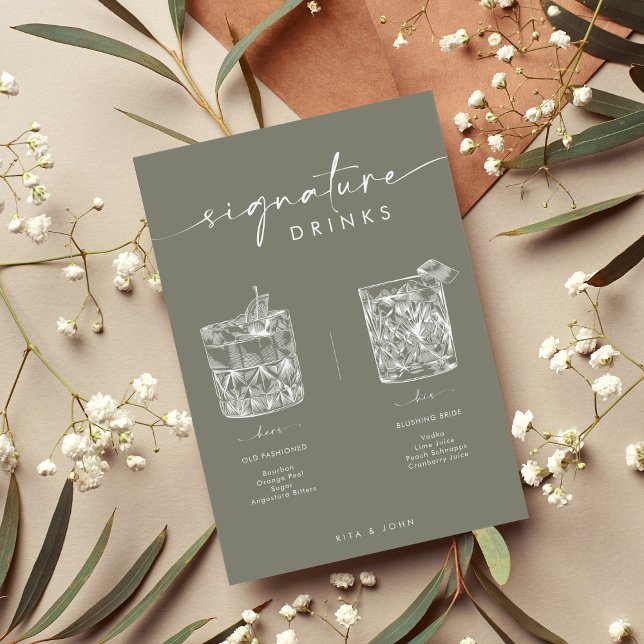 Poster Chic Sage Green Signature Bebe Sinal De Casamento (Criador carregado)