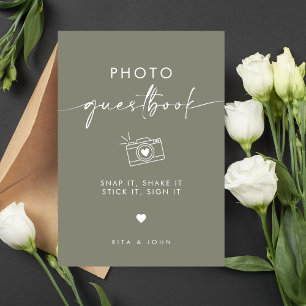 Poster Chic Sage Green Wedding Foto Guestbook Sinal