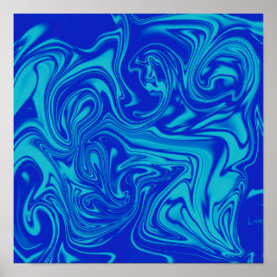Poster Chic Shades De Abstrato De Arte Líquida Azul