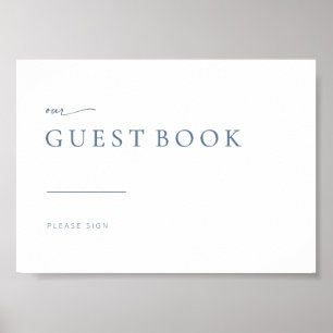 Poster Chic Simple Modern Wedn Sign Azul
