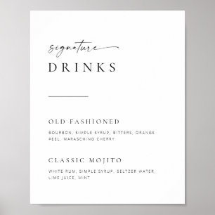 Poster Chic + Simple Script Wedding Signature Drinks Sign