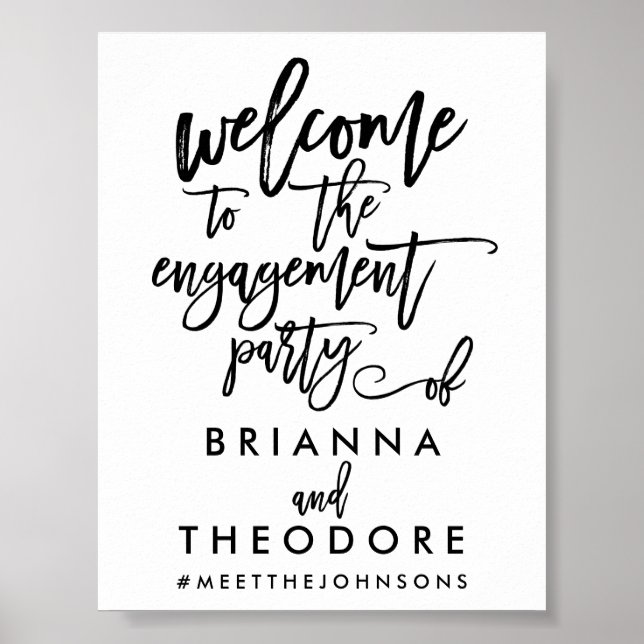 Pôster Chic - Sinal de boas-vindas do Noivado com letra C (Frente)