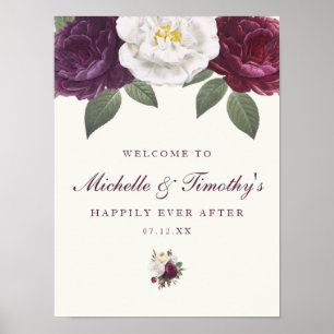 Poster Chic - Sinal de Casamento de Púrpura Escuro